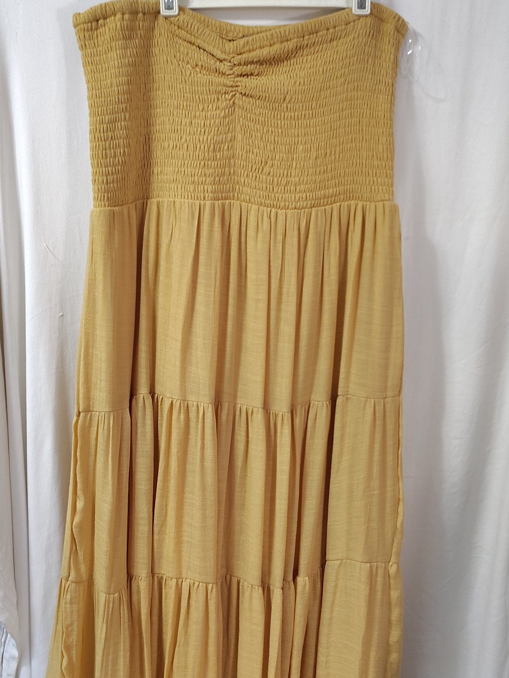 Fashion Nova Mustard Yellow Tube Smocked Tiered Maxi Dress